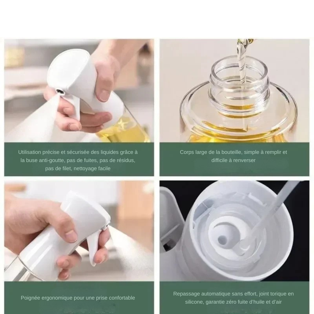 Spray d’huile d’olive – Distributeur réutilisable pour cuisine, vinaigre et huile
