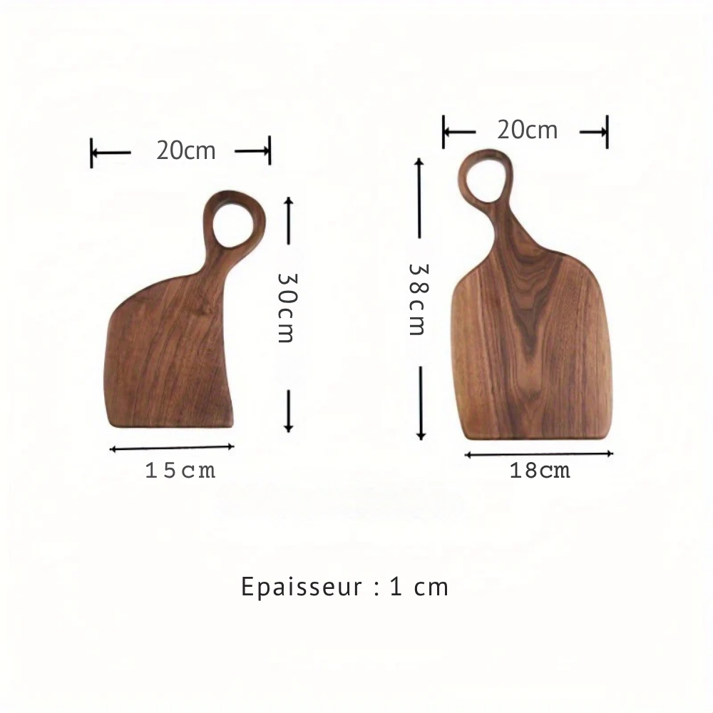 Lot de 2 Planches à Découper en Noyer – Planches de Cuisine en Bois Haut de Gamme