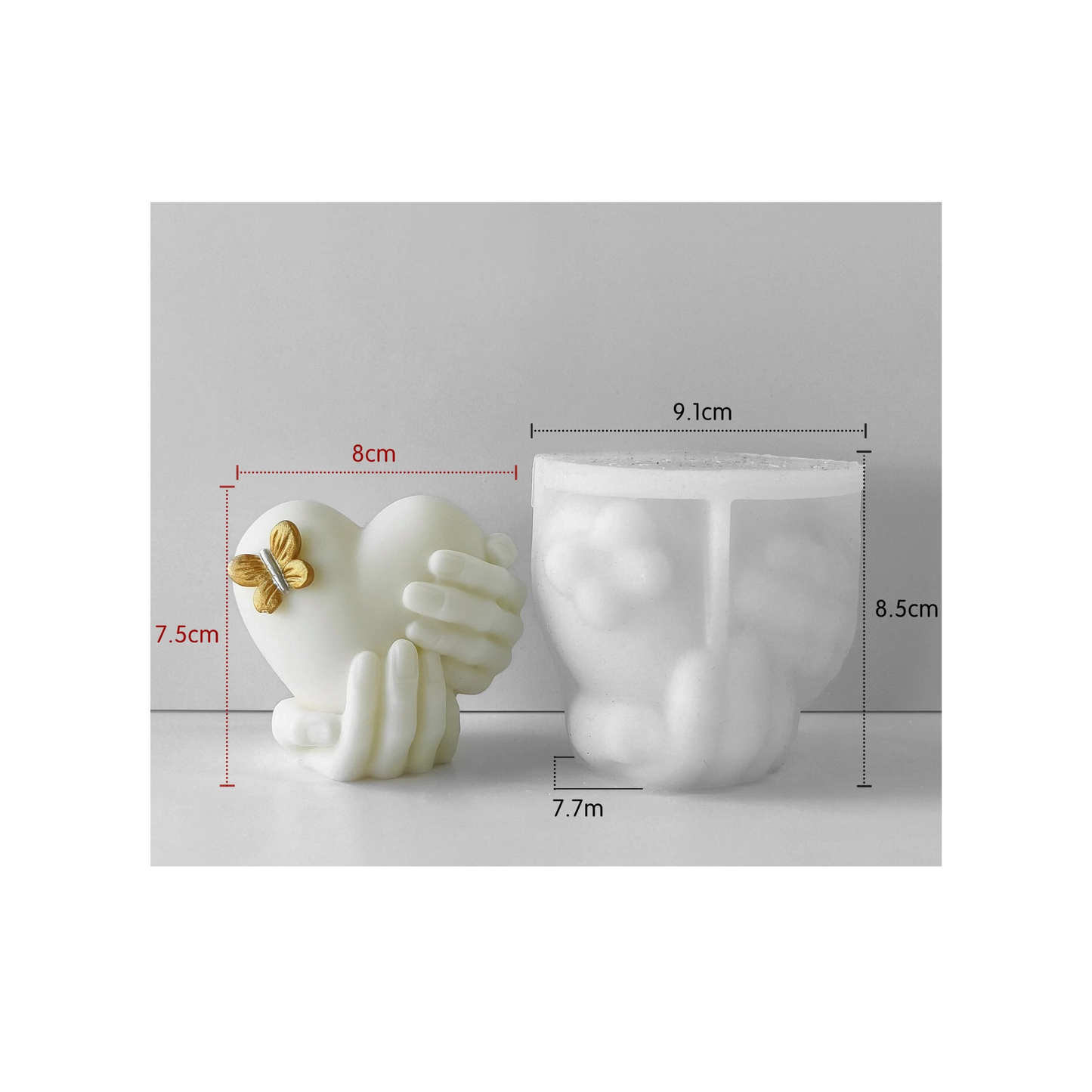 Moule en silicone pour bougie en forme de cœur