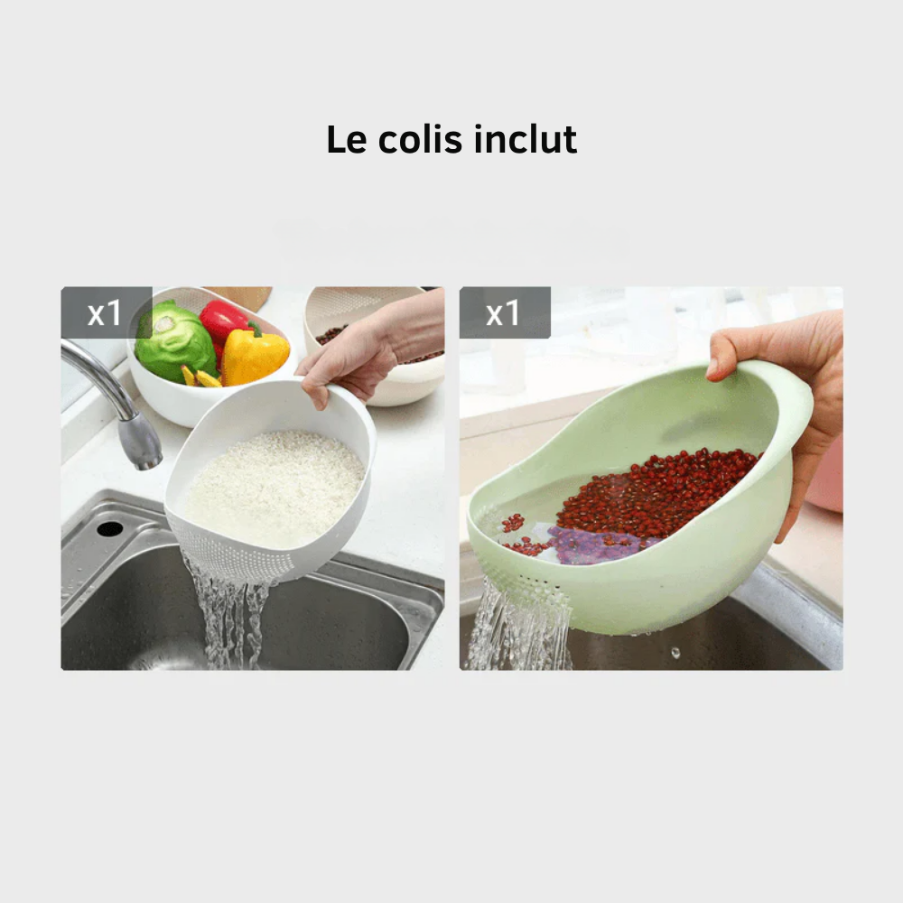 Panier de Lavage de Cuisine Multifonction – Égouttoir pour Riz, Fruits et Légumes