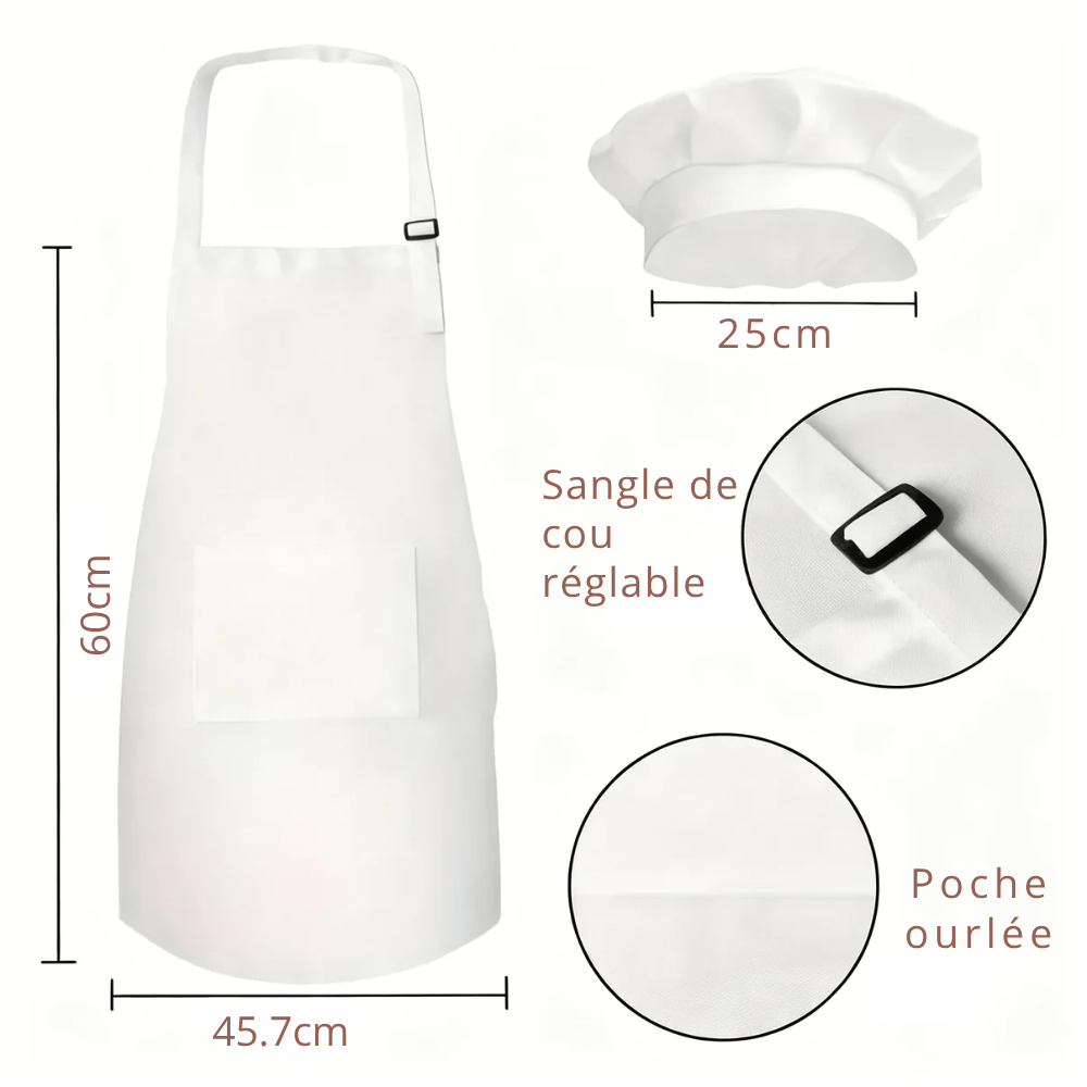 Ensemble Tablier Enfant et Chapeau de Chef – Kit Cuisine et Pâtisserie pour Enfants