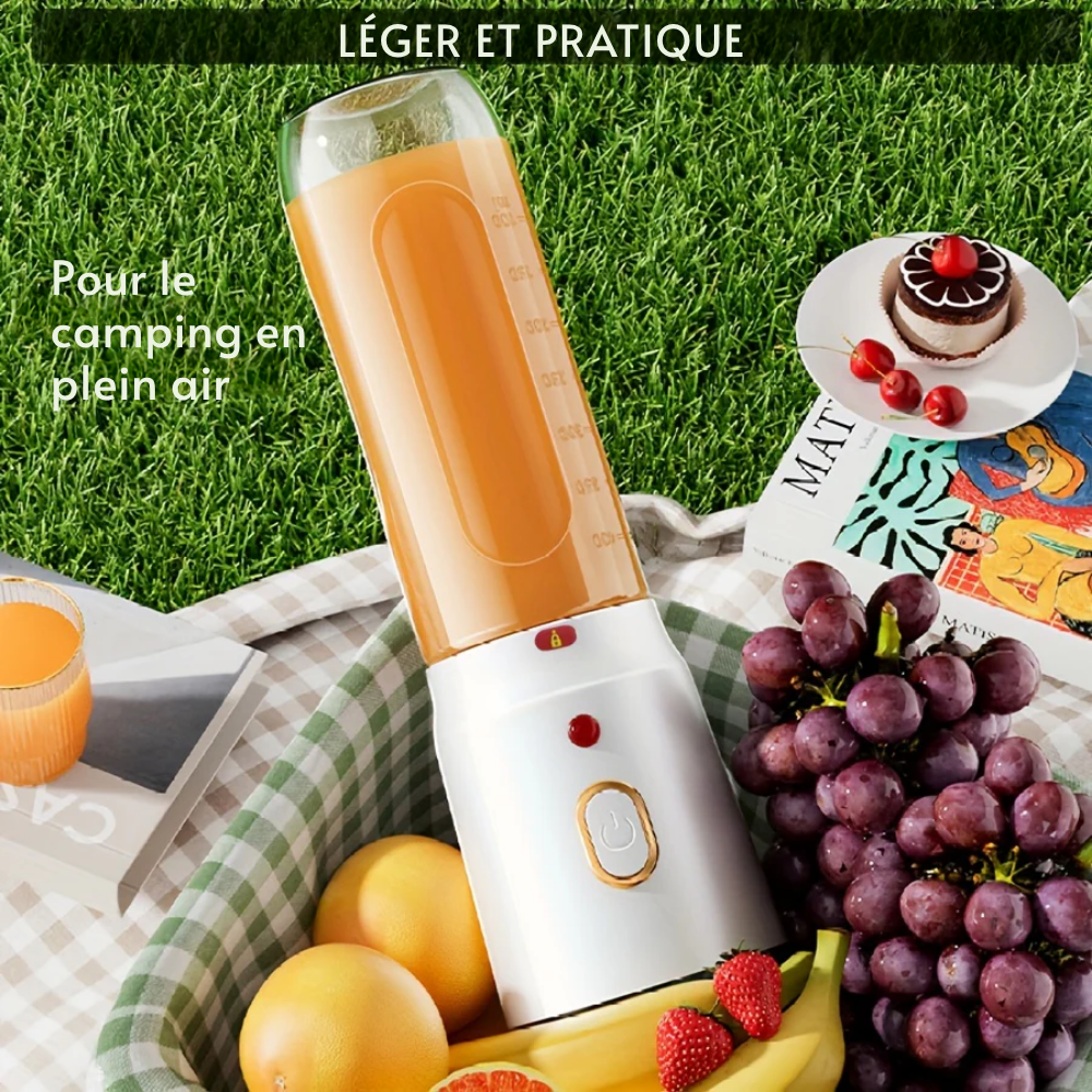Blender Portable USB 450 ml – Extracteur de Jus Rechargeable avec 2 Tasses
