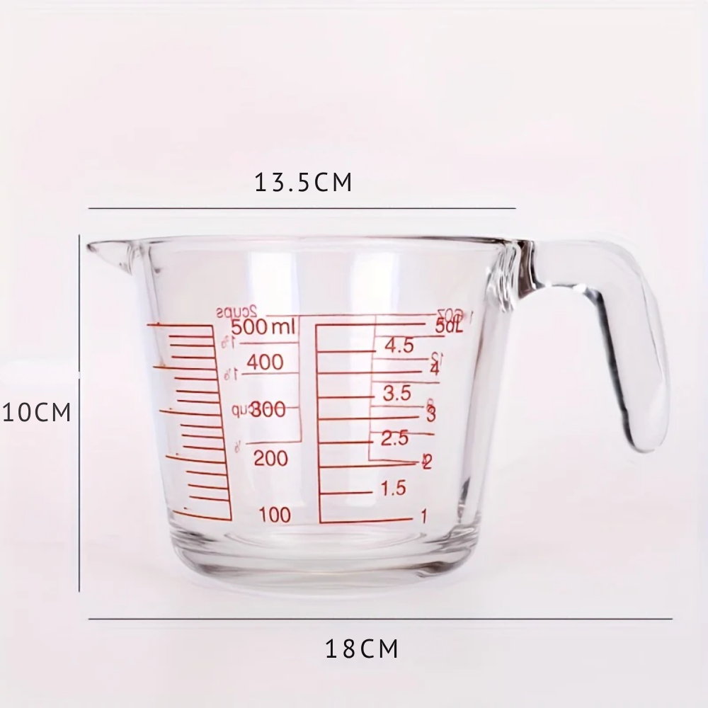 Verre doseur 500 ml – Résistant à la Chaleur pour Cuisine et Pâtisserie