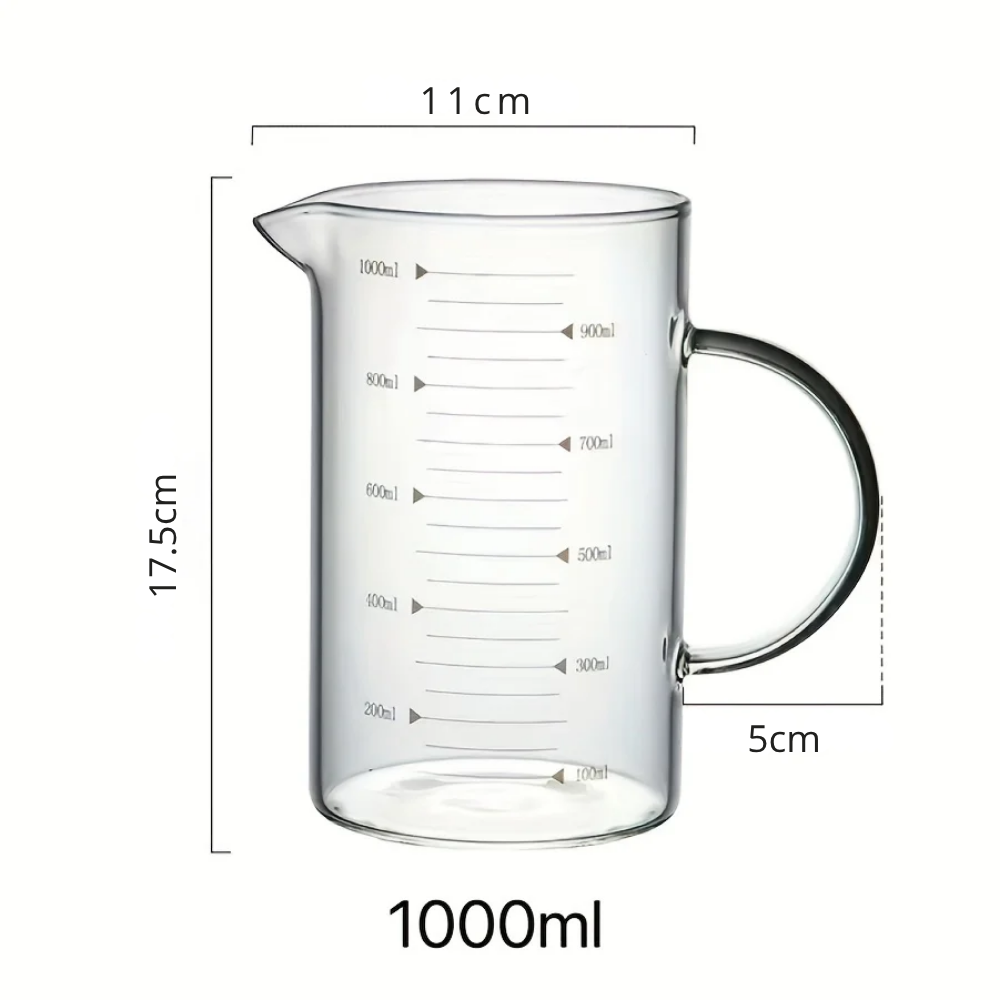 Tasse à Mesurer en Verre Graduée – Grande Capacité Résistante à la Chaleur pour Cuisine et Pâtisserie