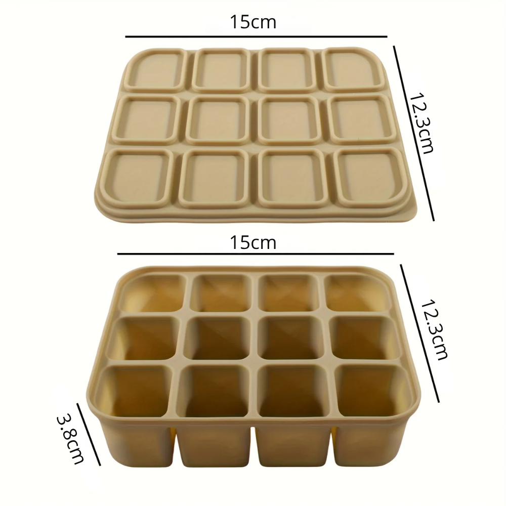 Bac à Glaçons en Silicone 12 Cubes avec Couvercle