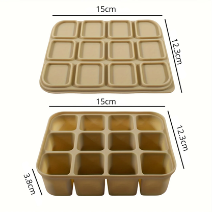 Bac à Glaçons en Silicone 12 Cubes avec Couvercle