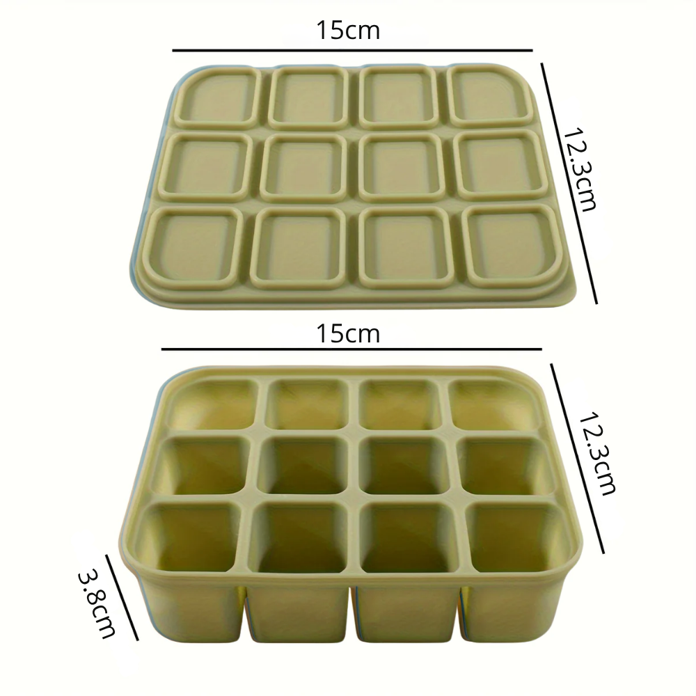 Bac à Glaçons en Silicone 12 Cubes avec Couvercle