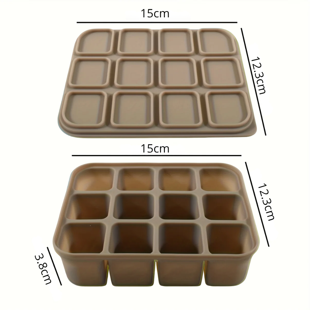 Bac à Glaçons en Silicone 12 Cubes avec Couvercle