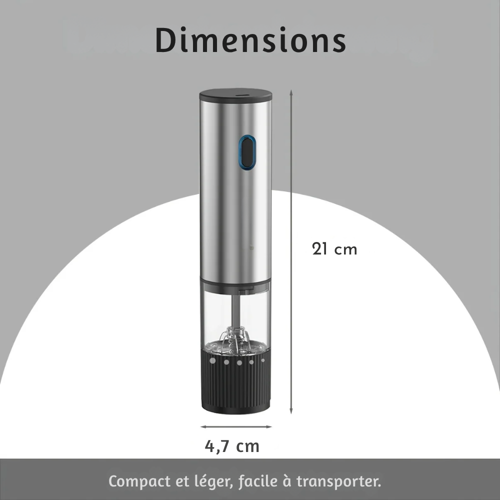 Moulin à Poivre Électrique Rechargeable USB avec broyage en céramique