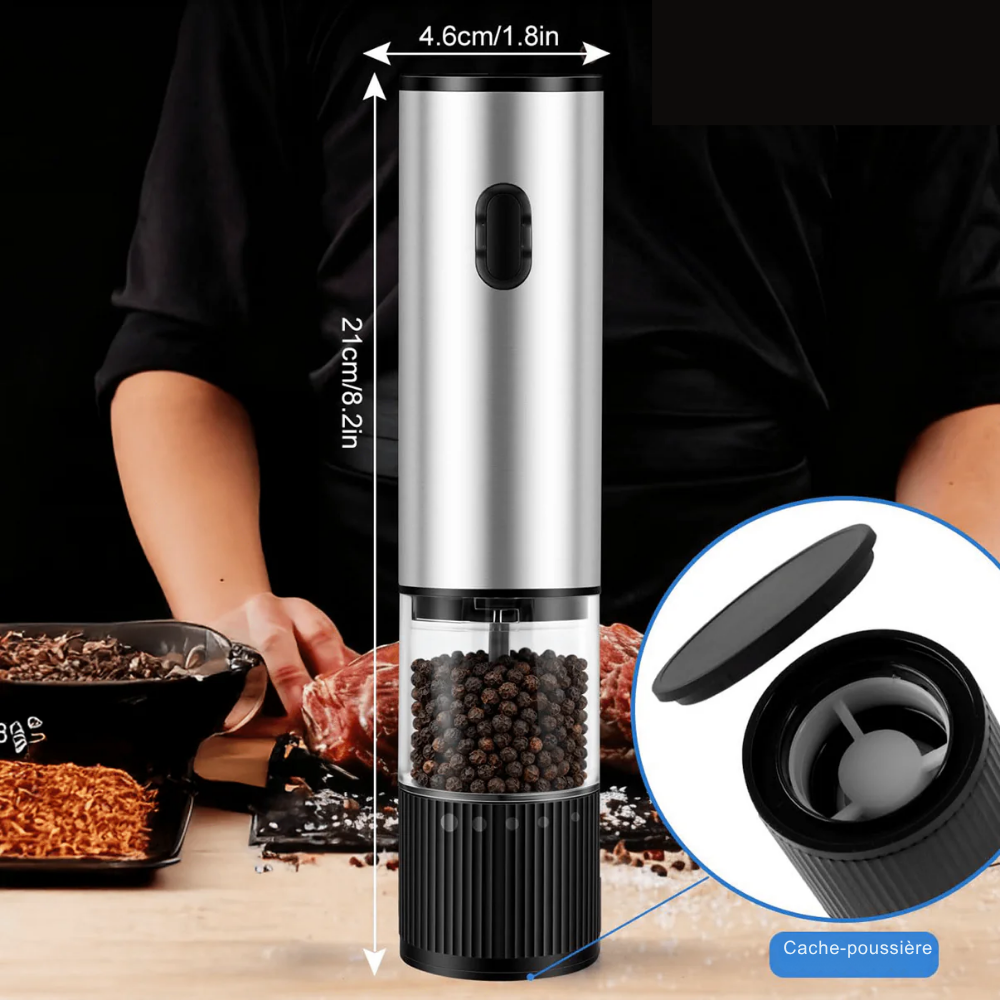 Moulin à Poivre Électrique Rechargeable USB en Acier Inoxydable