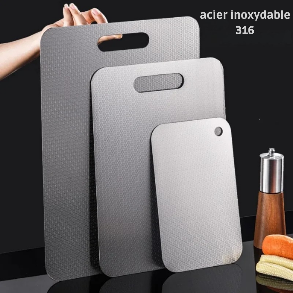 Planche à Découper Acier Inoxydable 316 – Double Face Antibactérienne