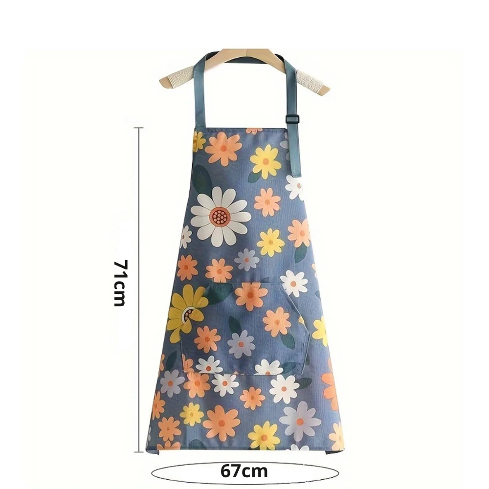 Tablier de Cuisine Imperméable à Imprimé Floral avec Grande Poche