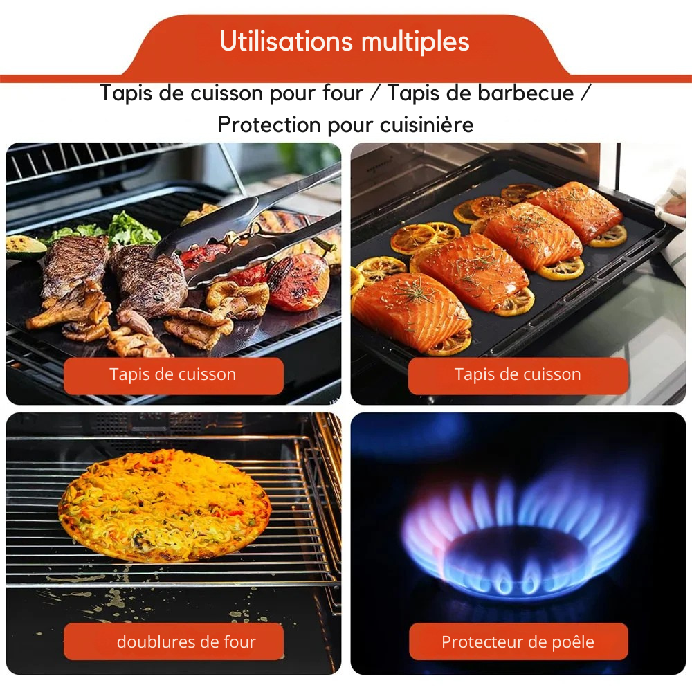 4 Tapis de Protection Four Antiadhésifs – Réutilisables, Résistants à la Chaleur