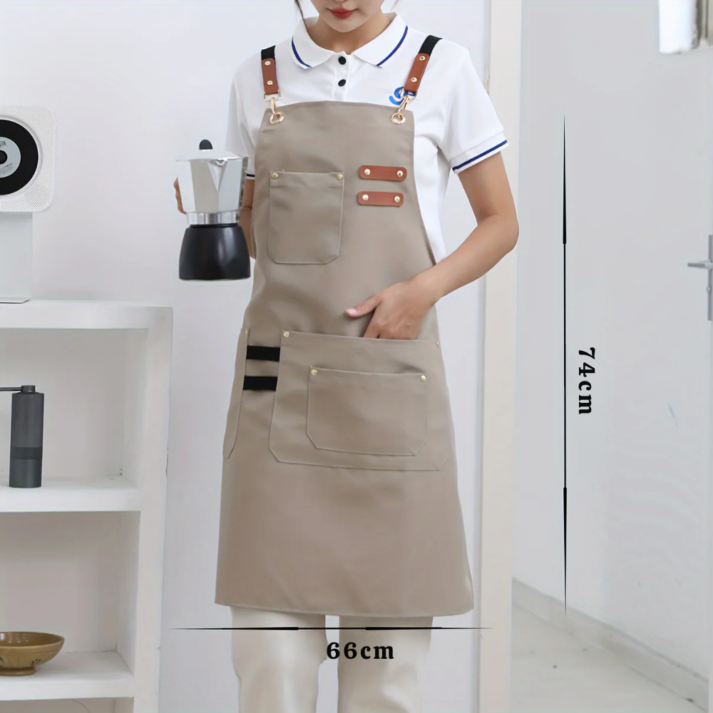 Tablier de Cuisine en Polyester Haut de Gamme – 4 Poches, Doux et Respirant