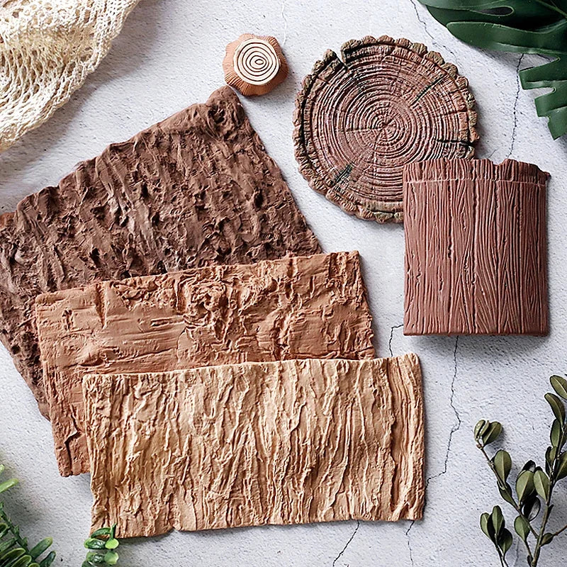 Tapis en silicone effet écorce d’arbre et empreintes de tronc