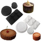 Moules en silicone tronc d’arbre blancs et noirs et entremets terminés