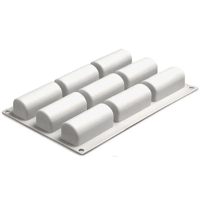 Moule à bûche individuelle en silicone 9 mini bûches – blanc