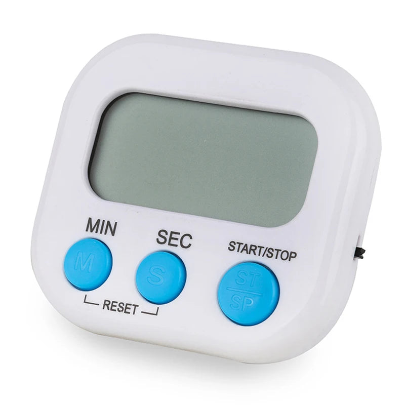 Minuteur de cuisine numérique blanc avec boutons MIN, SEC et START/STOP