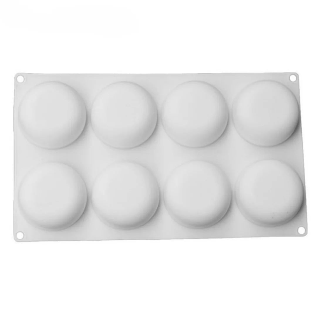 Moule à savon rond en silicone 8 cavités – Bougies parfumées & créations artisanales DIY
