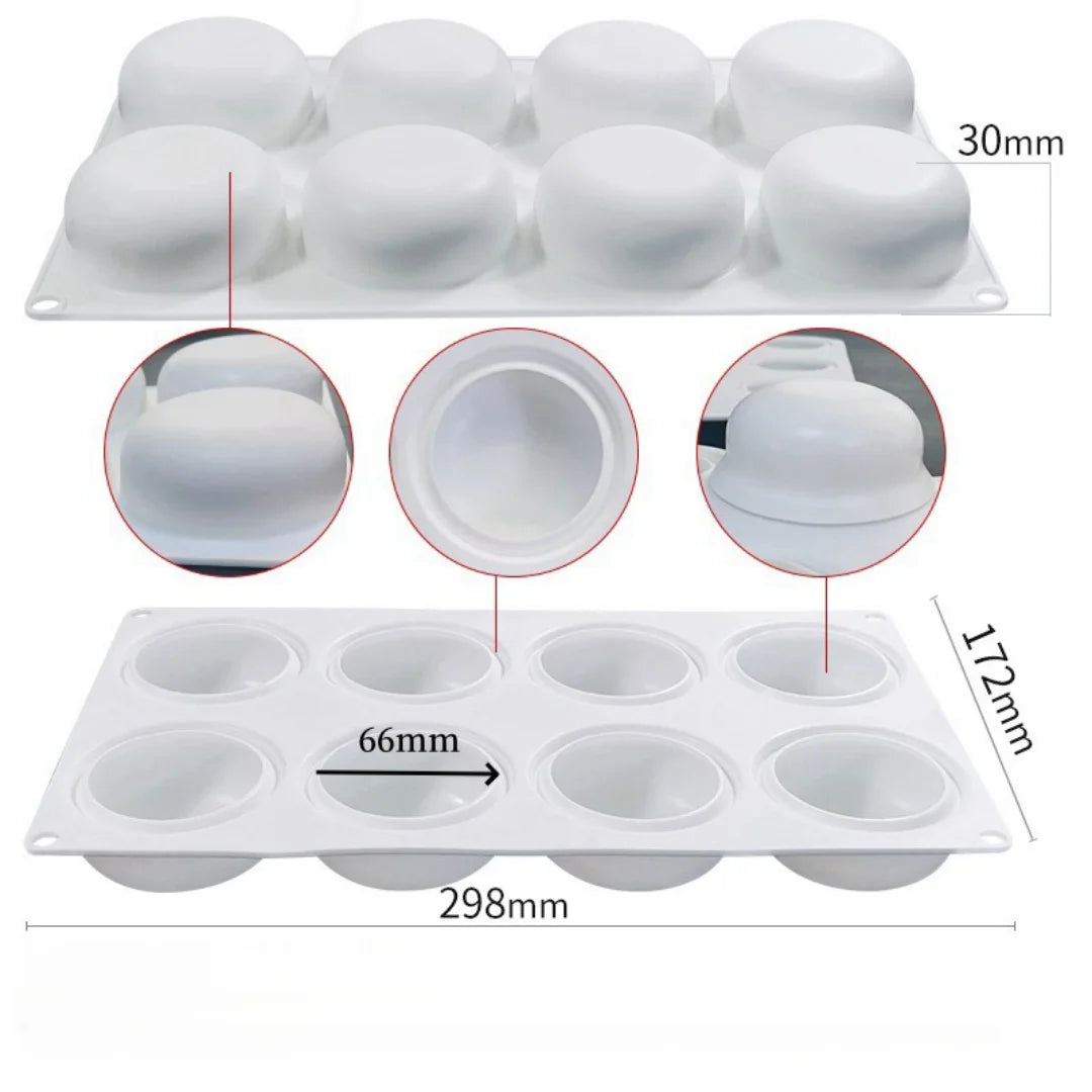 Moule à savon rond en silicone 8 cavités – Bougies parfumées & créations artisanales DIY