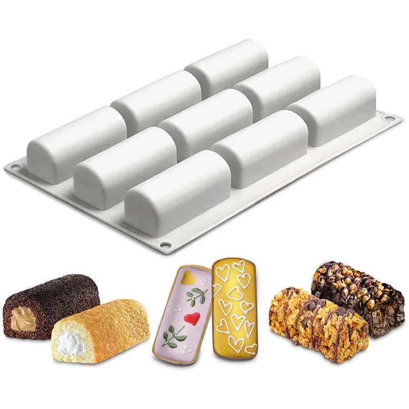 Moule à bûche individuelle en silicone 9 empreintes