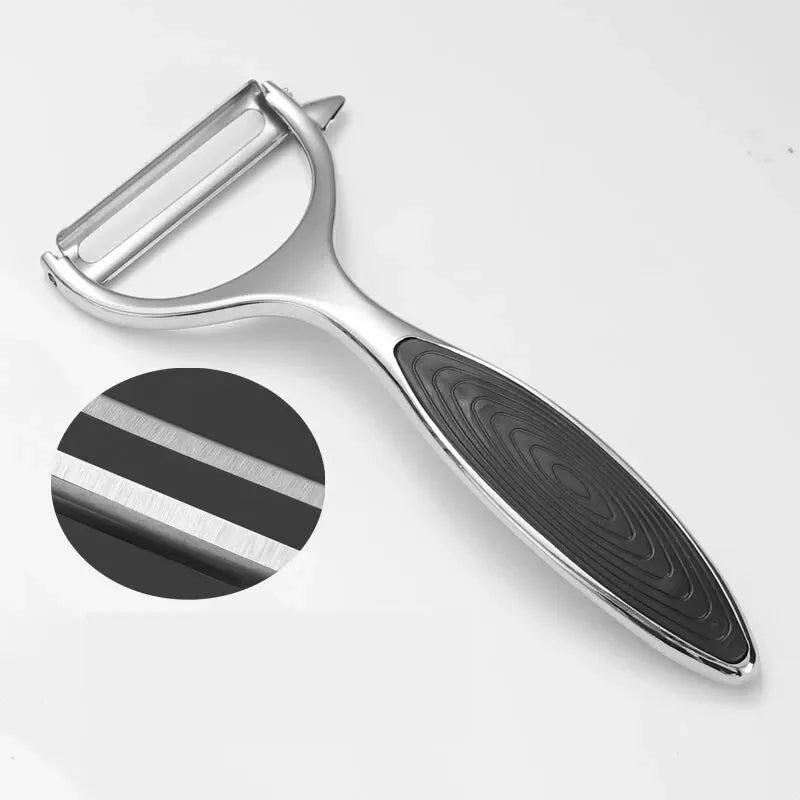 Économe éplucheur inox à lame pivotante – manche noir – modèle a