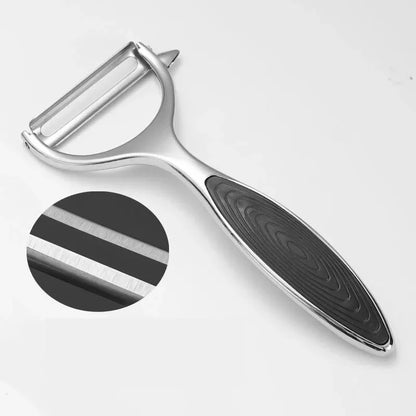 Économe éplucheur inox à lame pivotante – manche noir – modèle a
