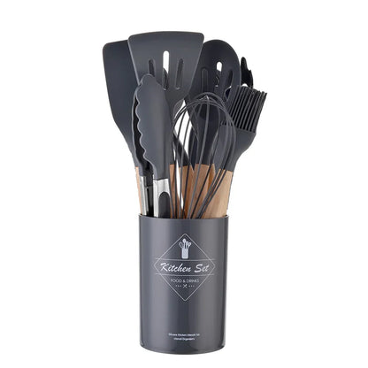 Lot de 12 ustensiles de cuisine en silicone antiadhésifs