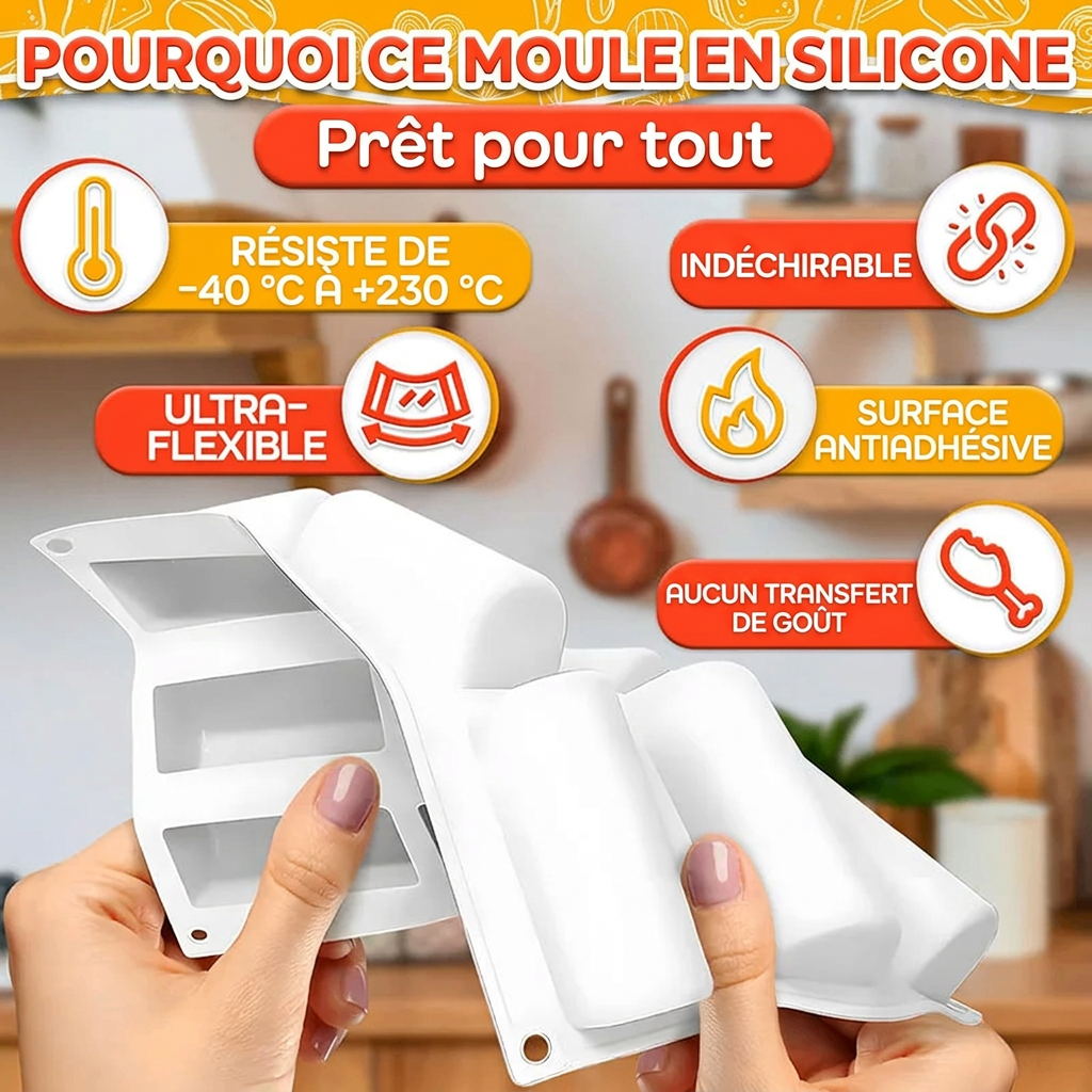 Dimensions du moule à mini bûches en silicone – version française