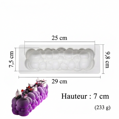Moule à bûche de Noël 3D en silicone – modèle bulles – version française