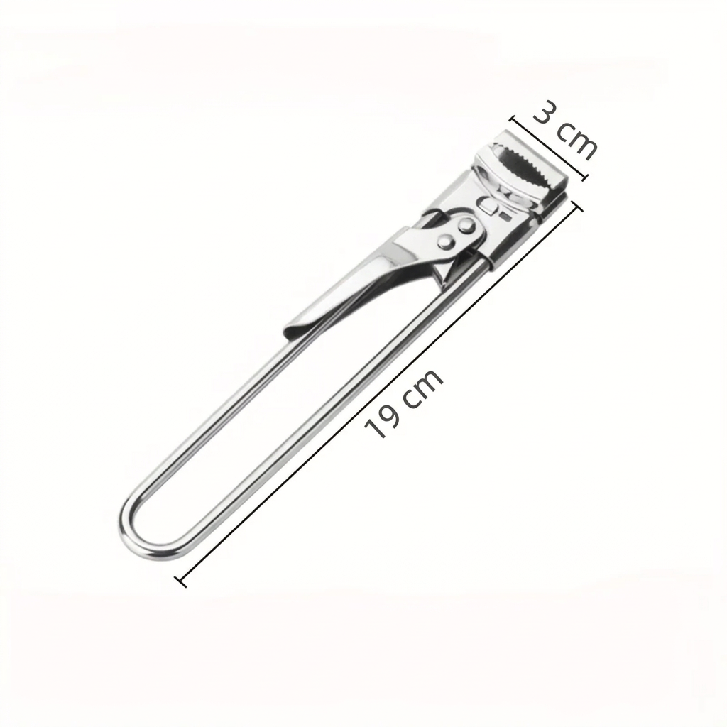 Ouvre-bocal en inox, dimensions 19 x 3 cm