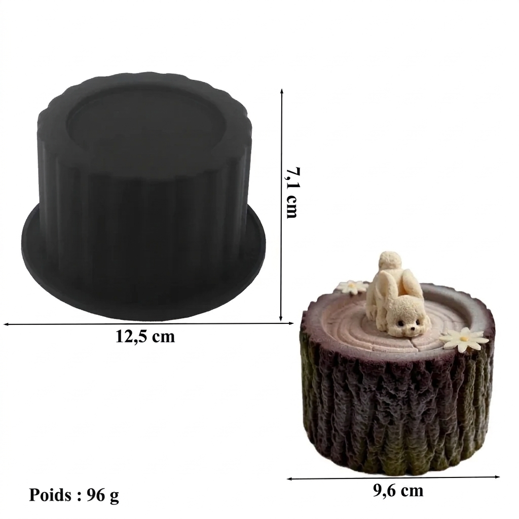 Moule tronc d’arbre en silicone – Ø 12,5 cm, noir – version française