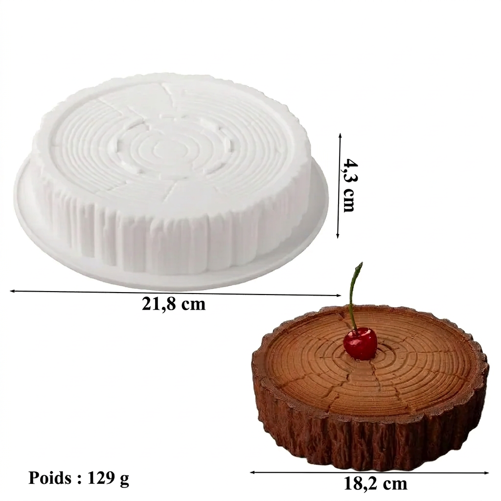 Moule tronc d’arbre en silicone – Ø 18,2 cm, blanc – version française