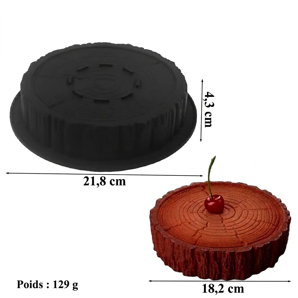 Moule tronc d’arbre en silicone – Ø 18,2 cm, noir – version française